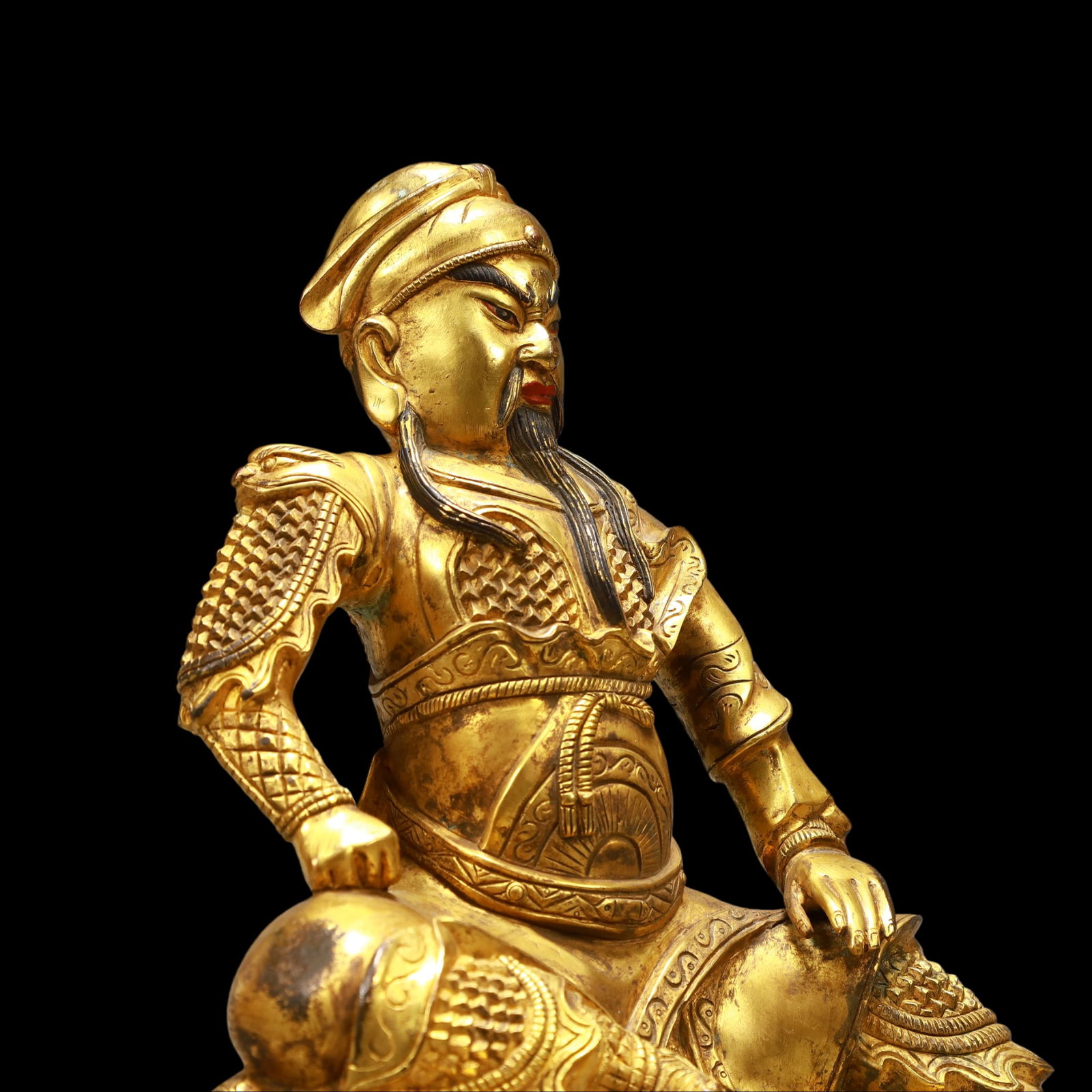 A Exquisite Gilt Bronze Guan yu - 7