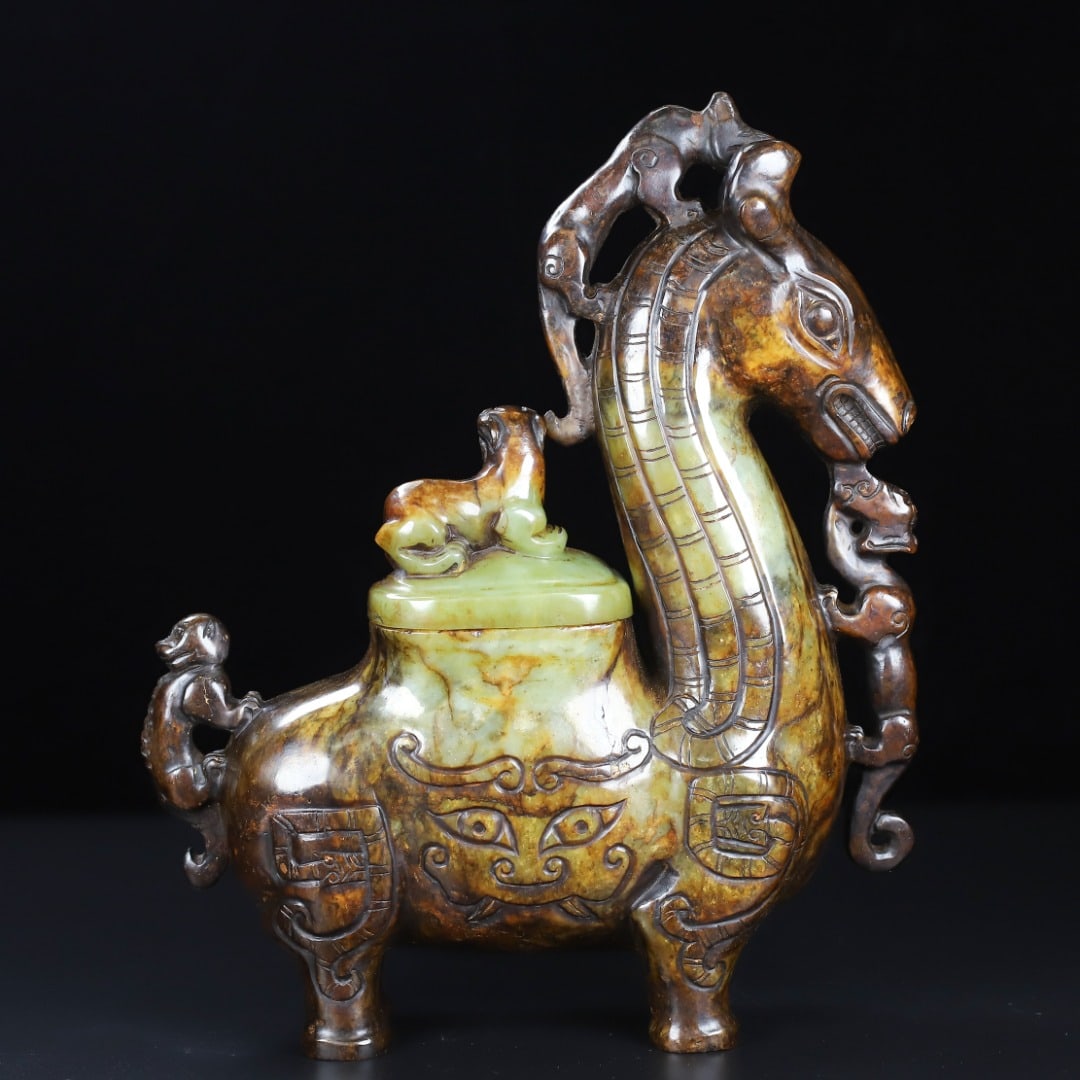 An Exquisite White Jade Beast-Face Pattern Auspicious Beast-Shaped Censer - 7