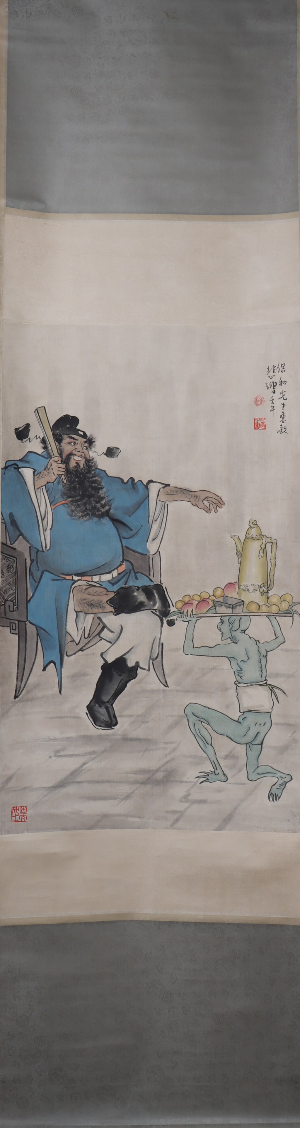 A Chinese Vertical Scroll Ink Painting of Character and Story on Paper: A Chinese Vertical Scroll Ink Painting of Character and Story on Paper Xu beihong Size:87cmx51cm (The Dimensions Of All Batches Are Manually Measured.If You Need More Detailed Information, Please