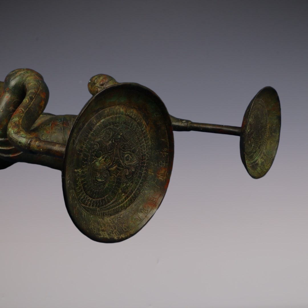 An Exquisite Bronze Figure-Shaped Candlestick - 8