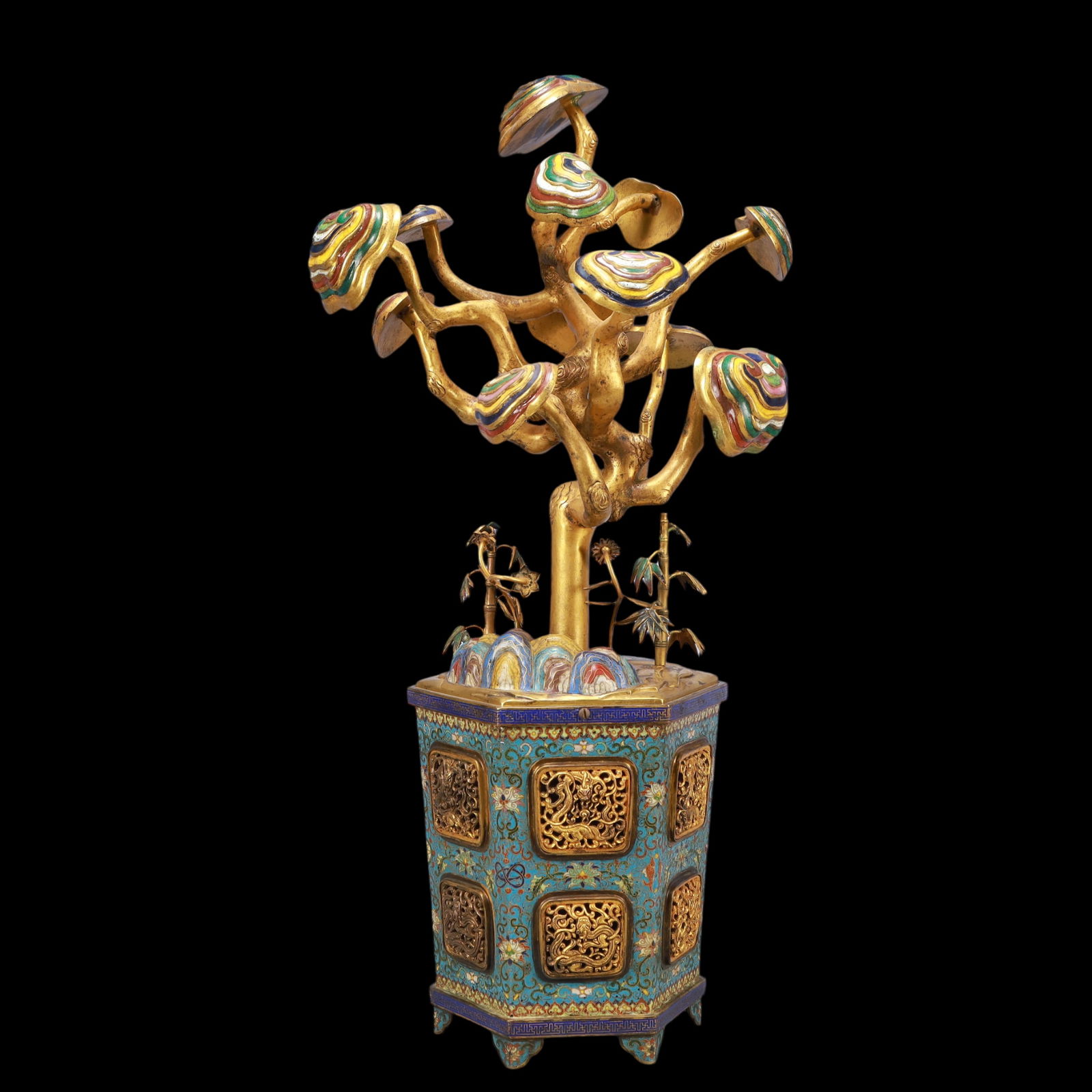 A Exquisite A pair of Cloisonne Lotus Pattern Bonsai Ornament - 13