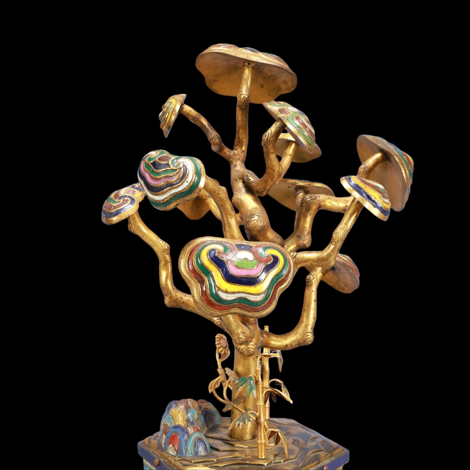 A Exquisite A pair of Cloisonne Lotus Pattern Bonsai Ornament - 6