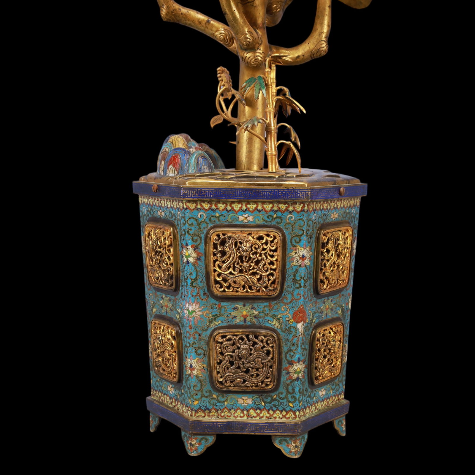 A Exquisite A pair of Cloisonne Lotus Pattern Bonsai Ornament - 7