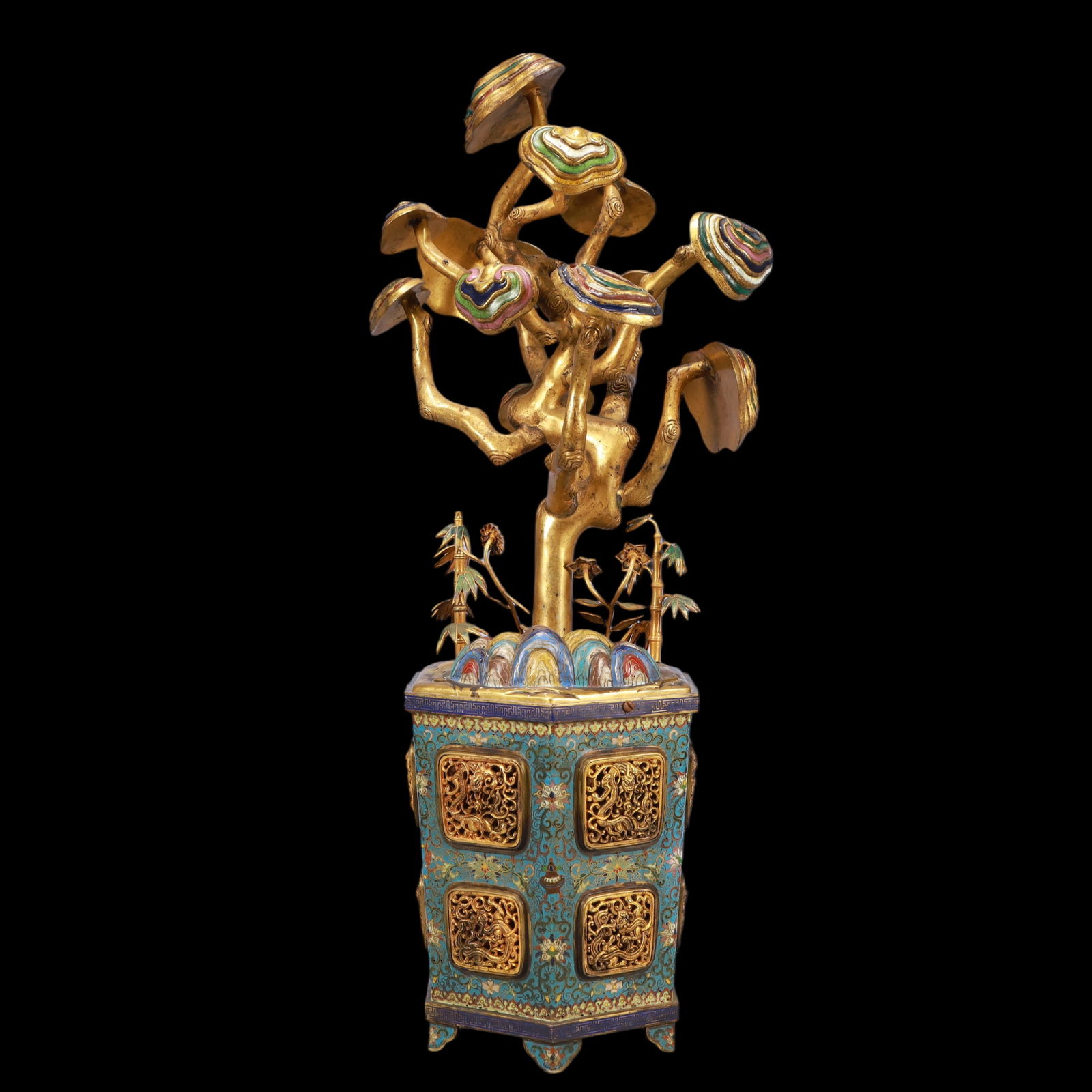 A Exquisite A pair of Cloisonne Lotus Pattern Bonsai Ornament - 8