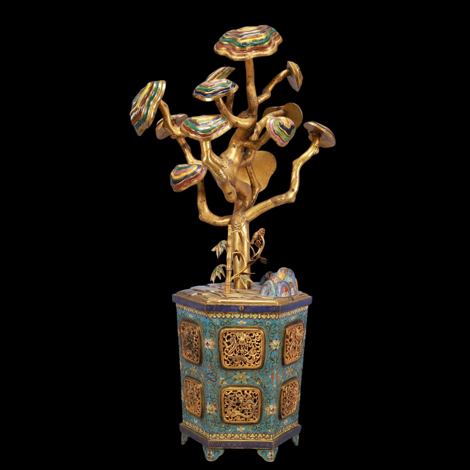 A Exquisite A pair of Cloisonne Lotus Pattern Bonsai Ornament - 9