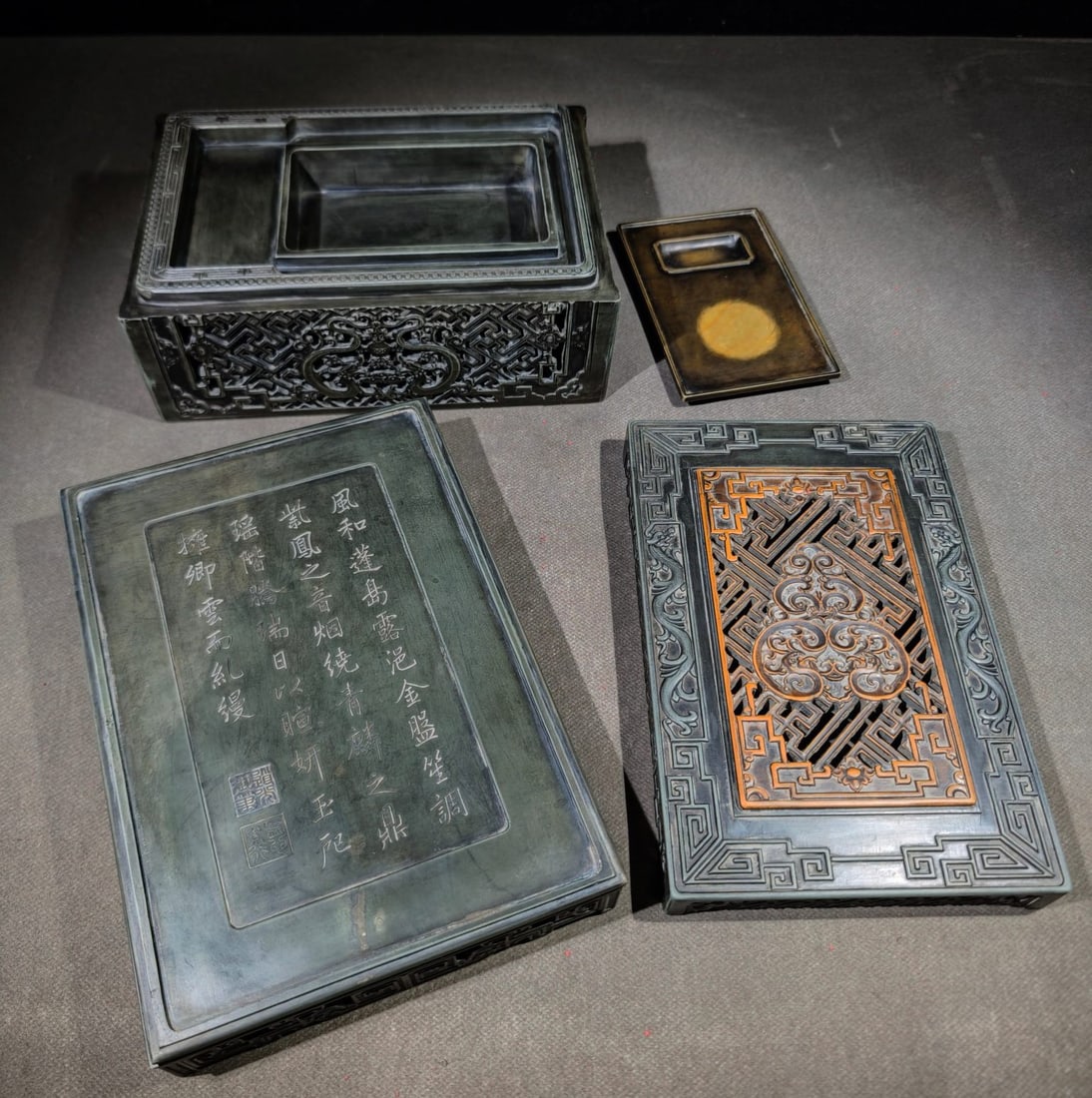 An Exquisite Dragon Pattern with poem Inkstone - 3