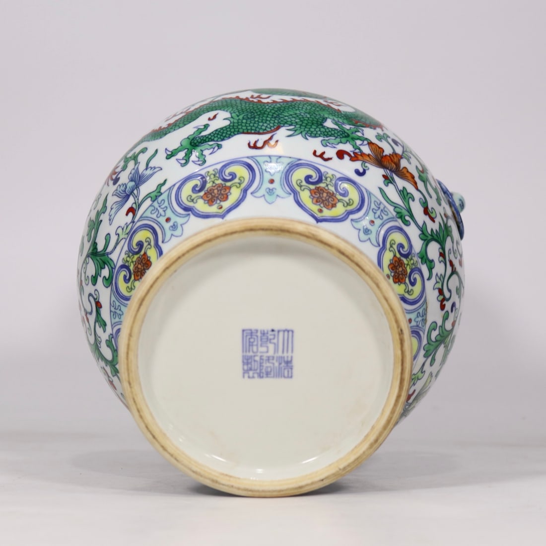 An Exquisite Doucai Dragon Pattern Lotus Pattern Double-Ears Vase - 9