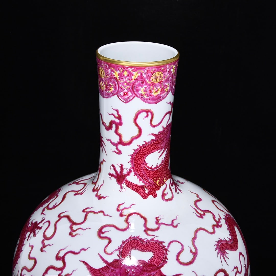 An Exquisite Ruby Red-Glazed Dragon Pattern Vase - 3