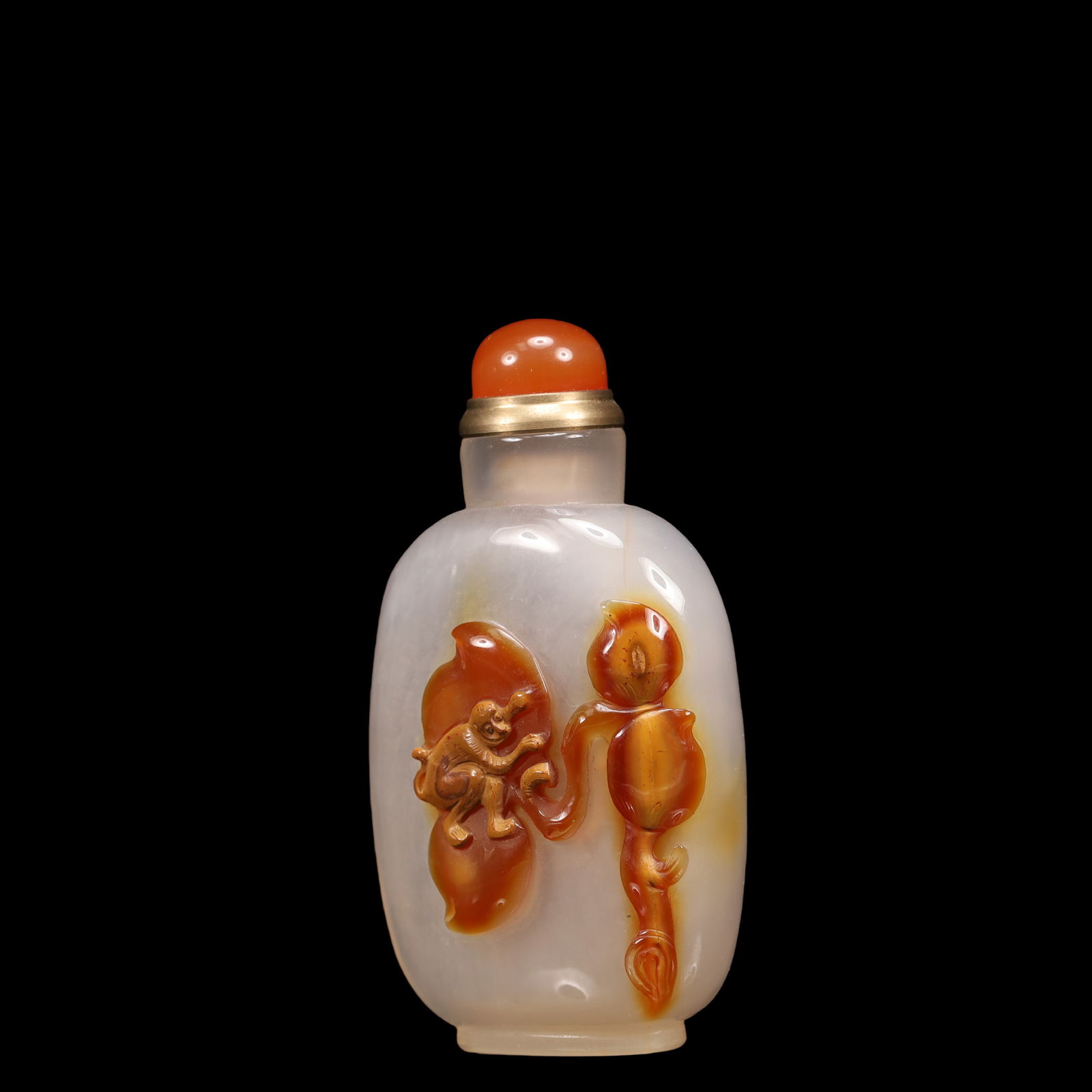 An Exquisite Agate Monkey Pattern Snuff Bottle - 2