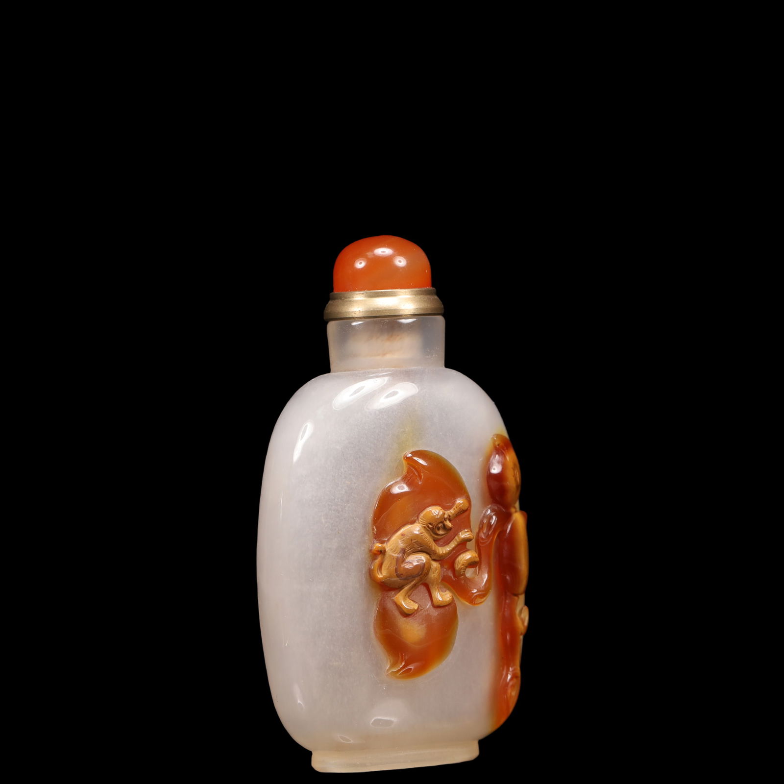 An Exquisite Agate Monkey Pattern Snuff Bottle - 3