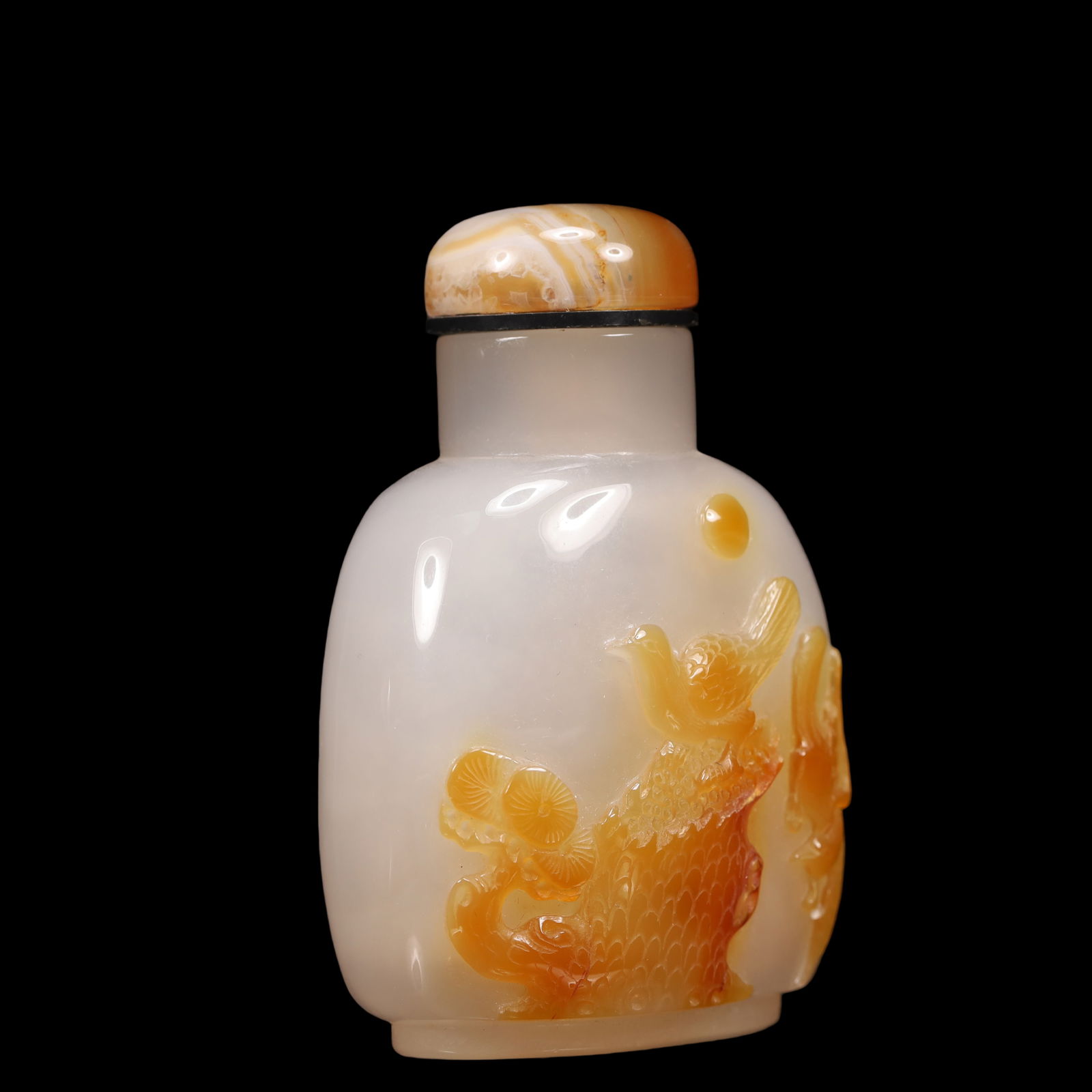 An Exquisite Agate Flower and Bird Pattern Snuff Bottle - 3