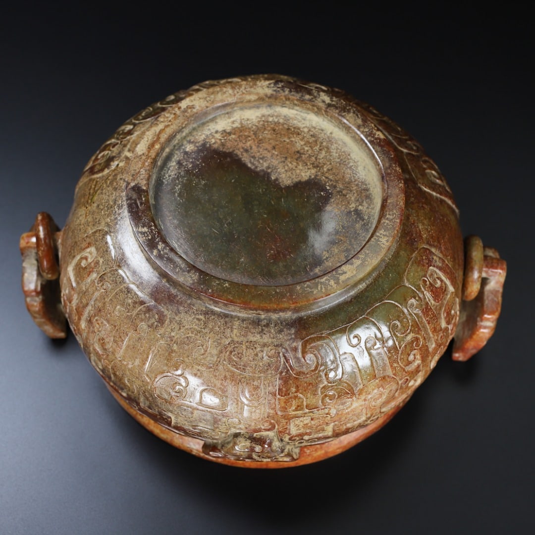 An Exquisite White Jade Beast-Face Pattern Double-Ears Censer - 10