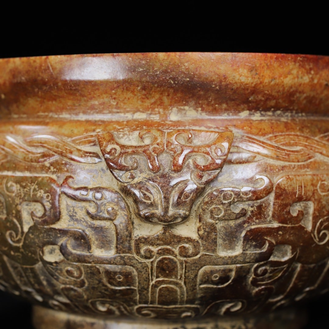 An Exquisite White Jade Beast-Face Pattern Double-Ears Censer - 3