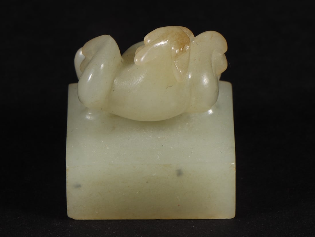 An Exquisite White Jade Phoenix Seal - 5