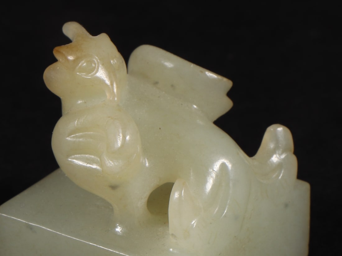An Exquisite White Jade Phoenix Seal - 6