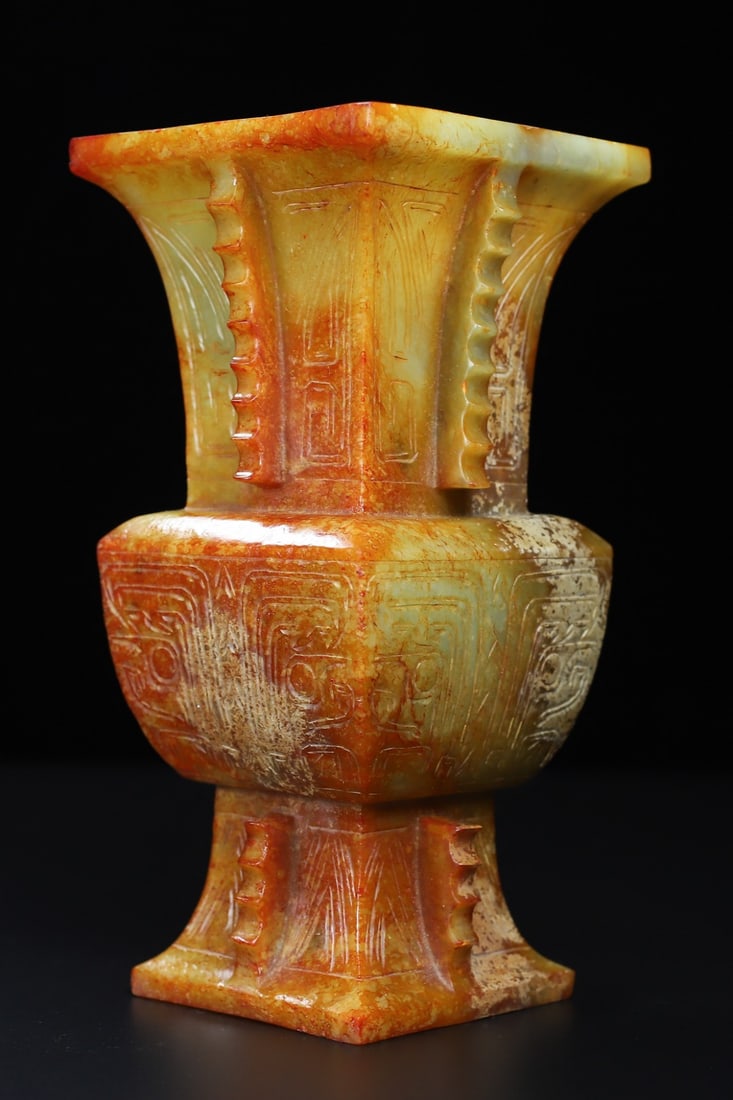 An Exquisite White Jade Beast-Face Pattern Vase - 2