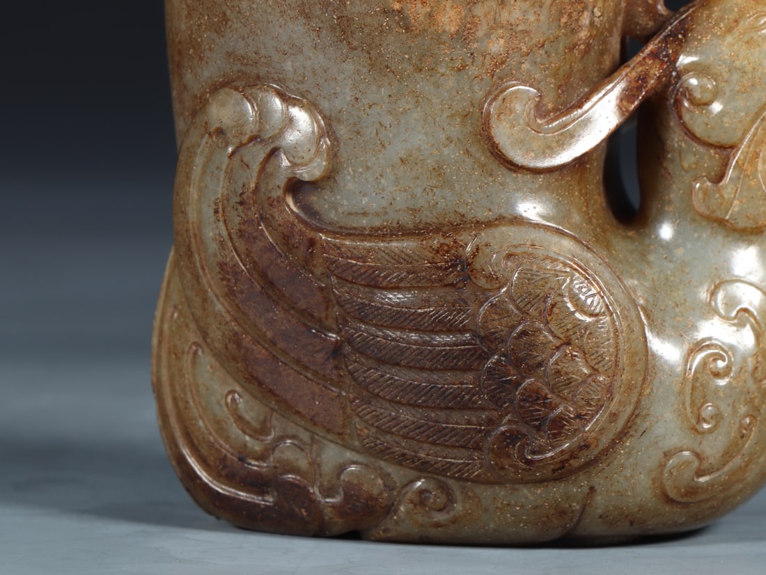 An Exquisite White Jade Phoenix-Shaped Goblet - 6