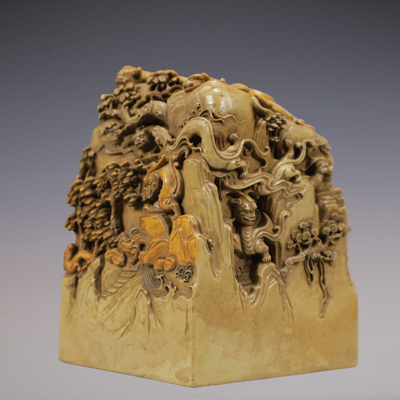 A Exquisite Shoushan Stone Landscape Pattern Dragon Pattern Seal - 2