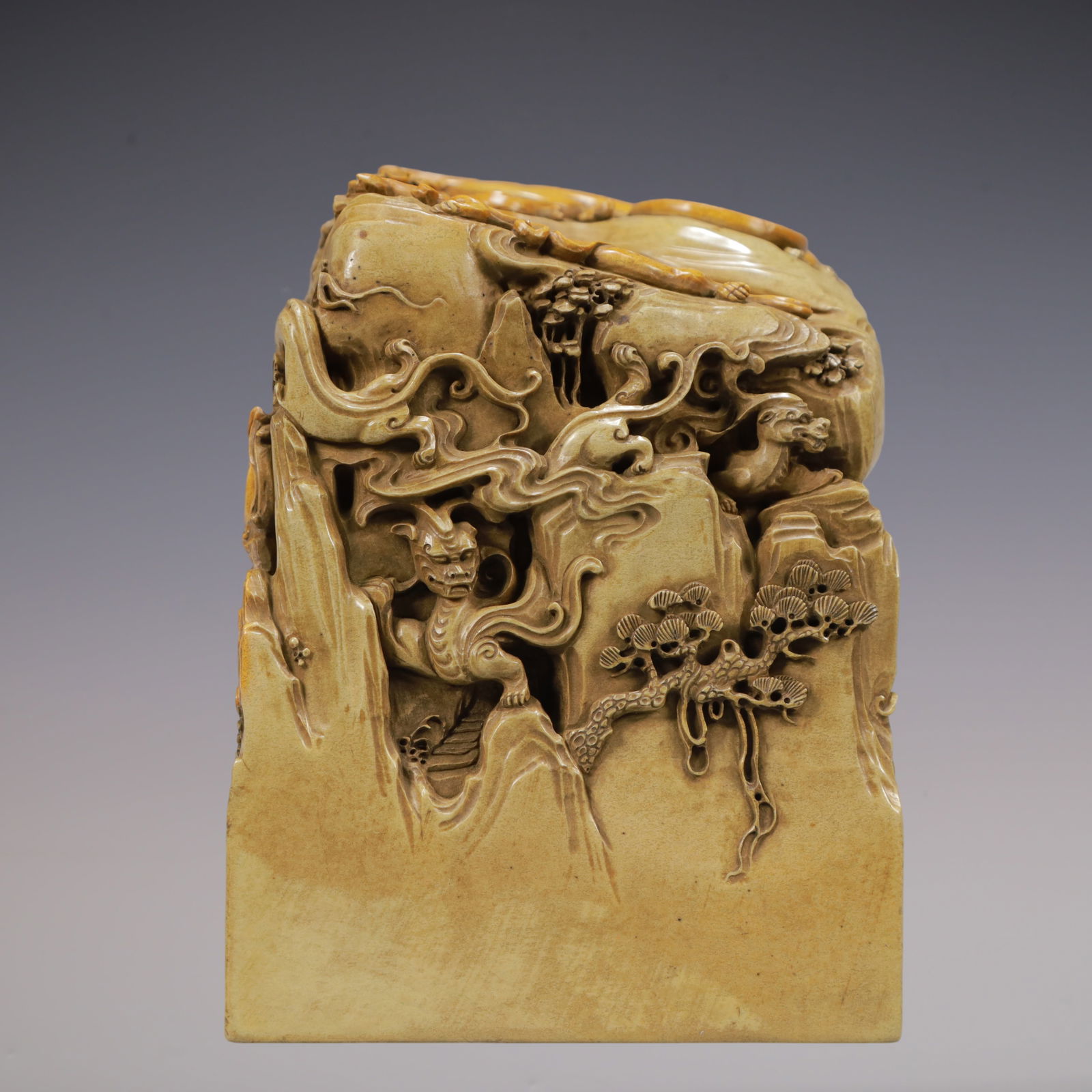 A Exquisite Shoushan Stone Landscape Pattern Dragon Pattern Seal - 3