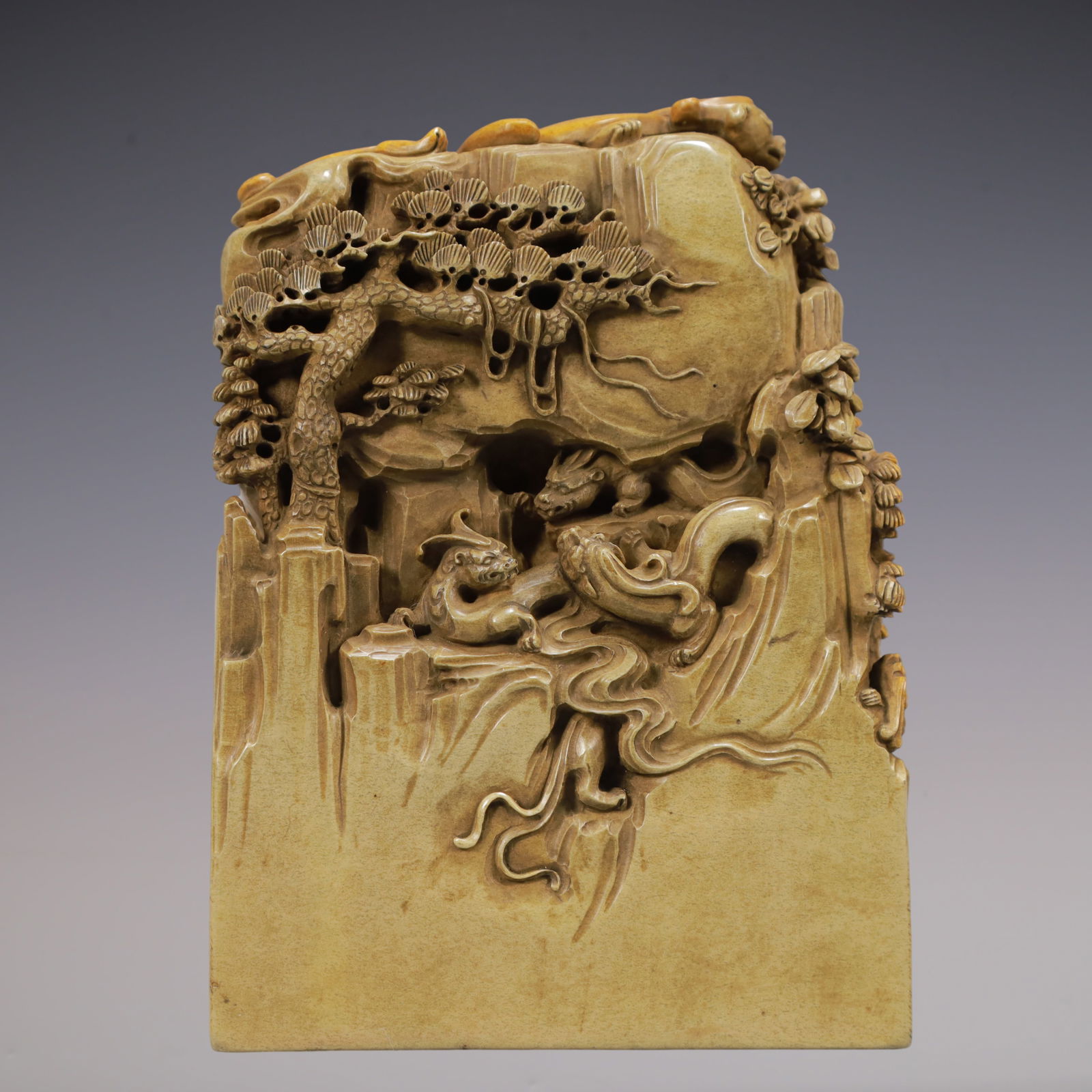 A Exquisite Shoushan Stone Landscape Pattern Dragon Pattern Seal - 5