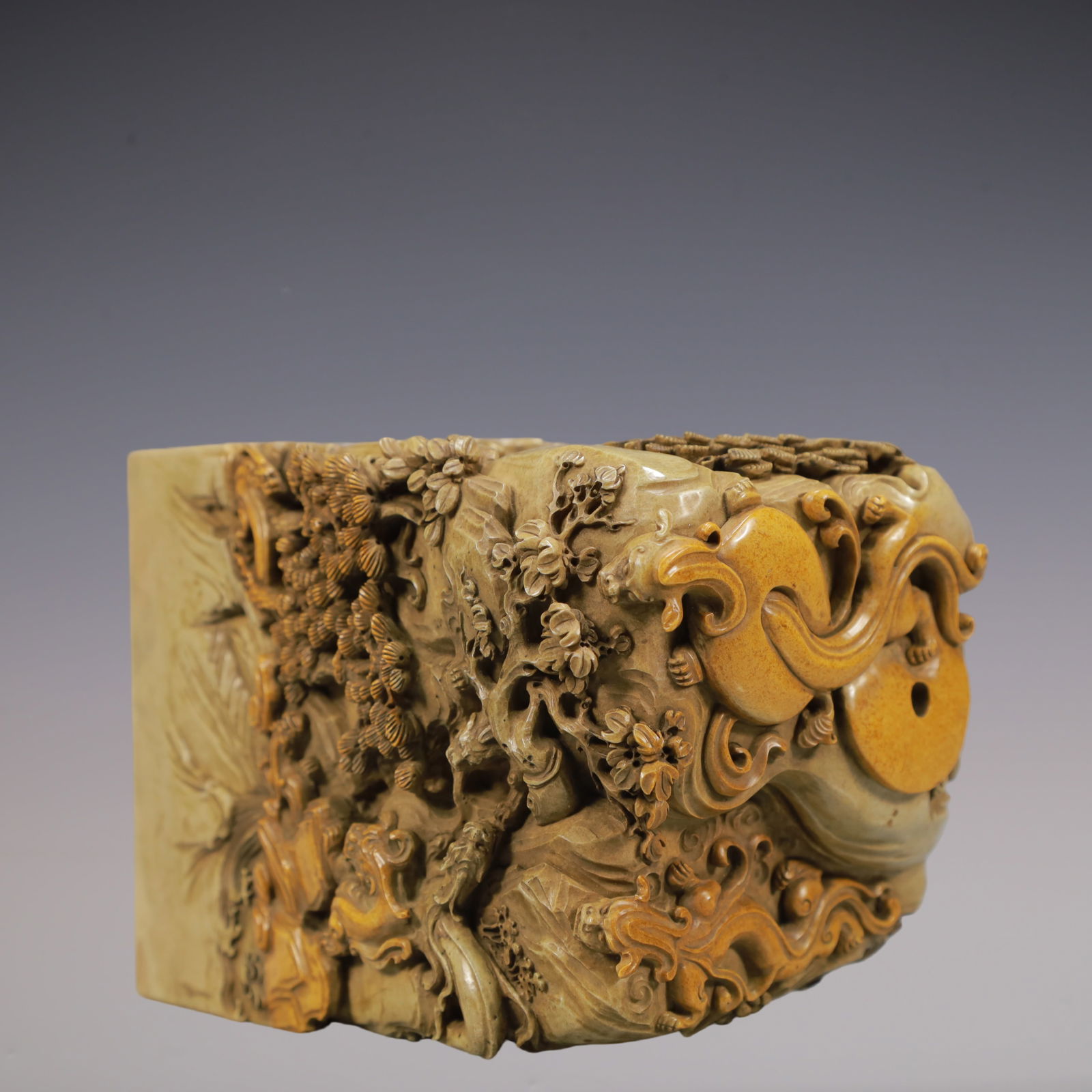 A Exquisite Shoushan Stone Landscape Pattern Dragon Pattern Seal - 6