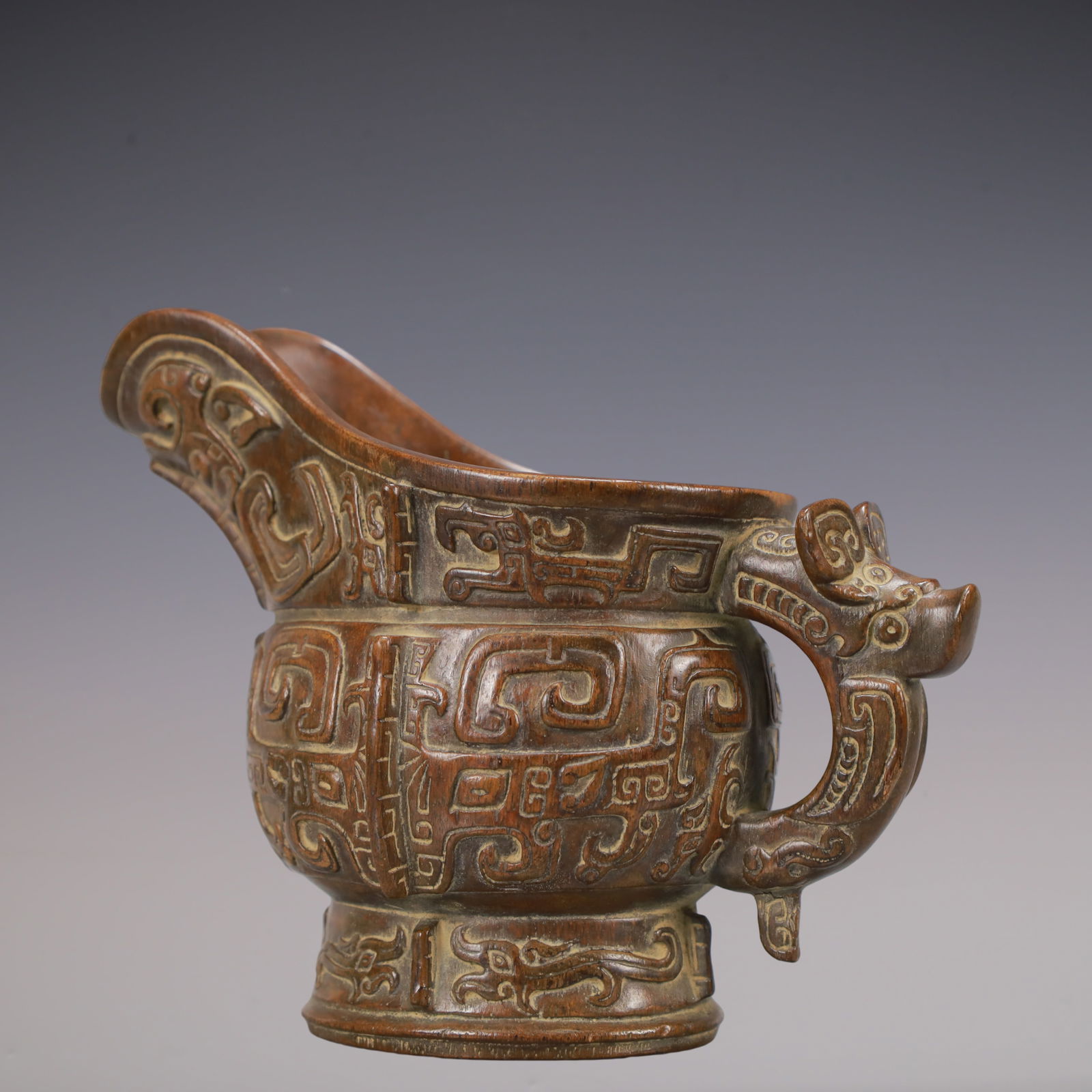 A Exquisite Eaglewood Beast-Face Pattern Goblet - 2