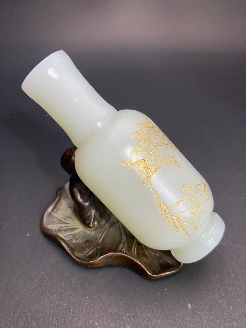 An Exquisite White Jade Landscape and Figure Pattern Vase - 2