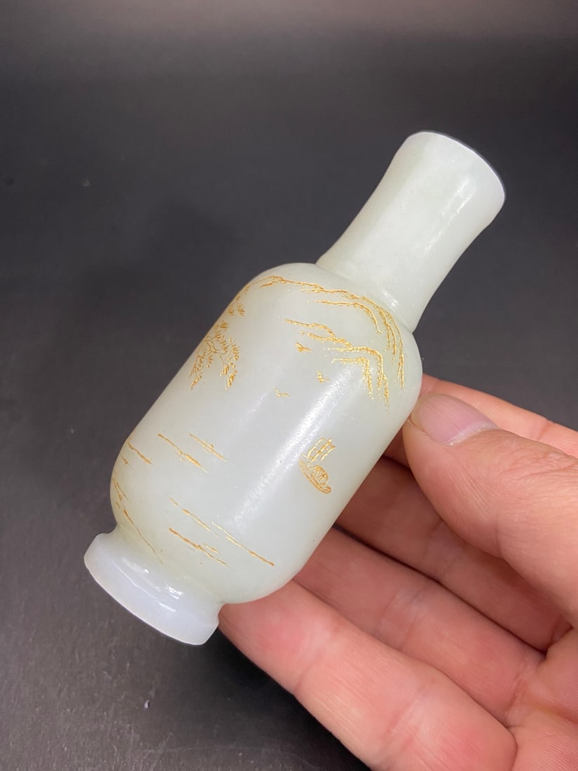 An Exquisite White Jade Landscape and Figure Pattern Vase - 8