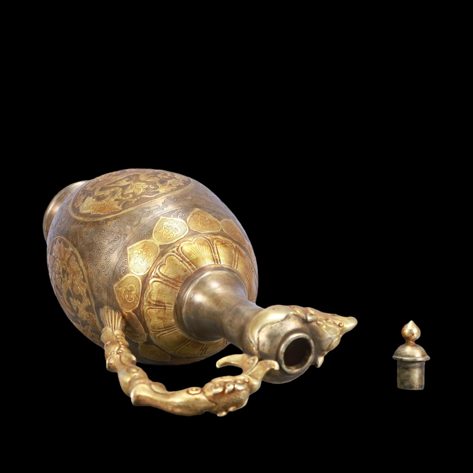A Exquisite Gilt Silver Flower Pattern Auspicious Beast Pattern Ewer - 10