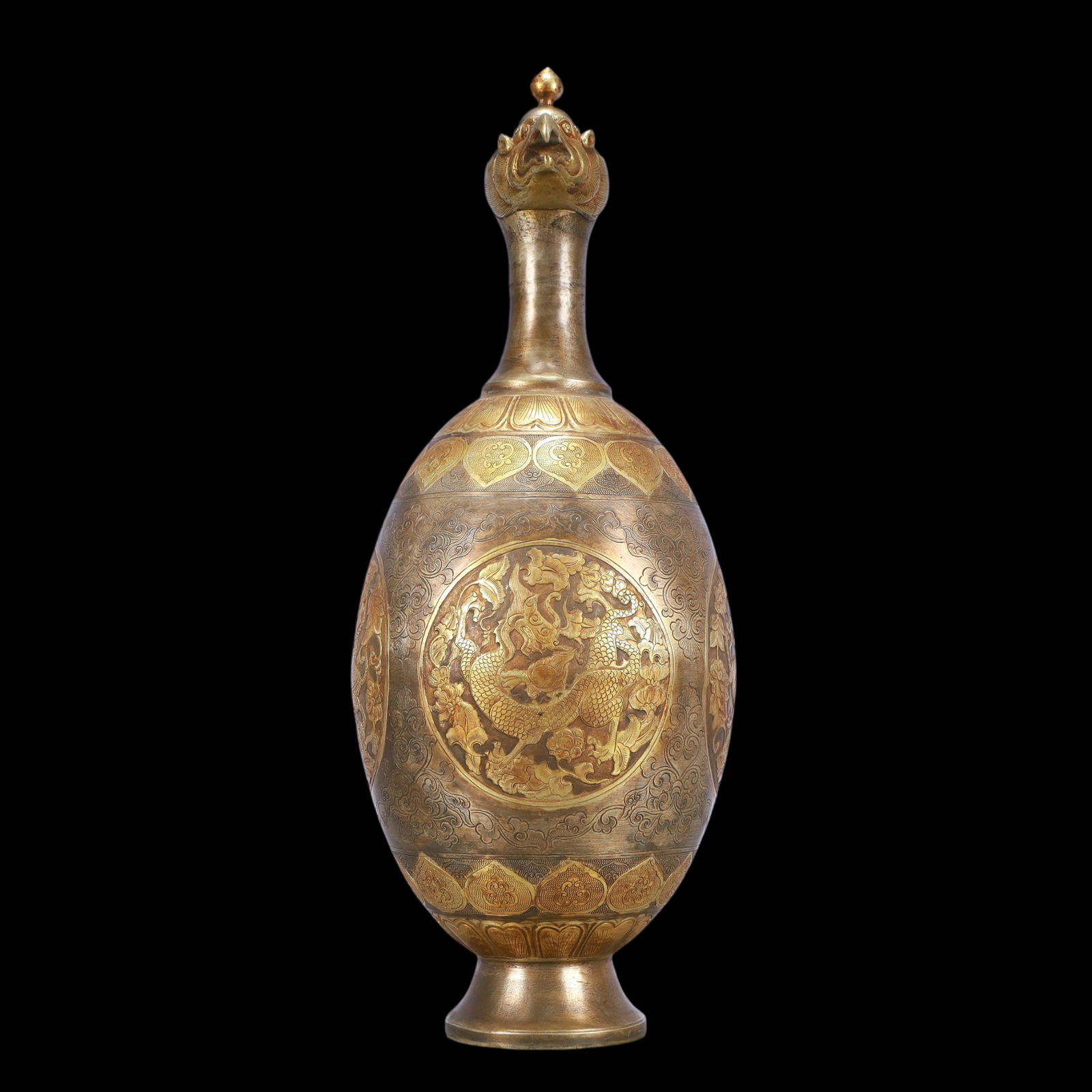 A Exquisite Gilt Silver Flower Pattern Auspicious Beast Pattern Ewer - 5