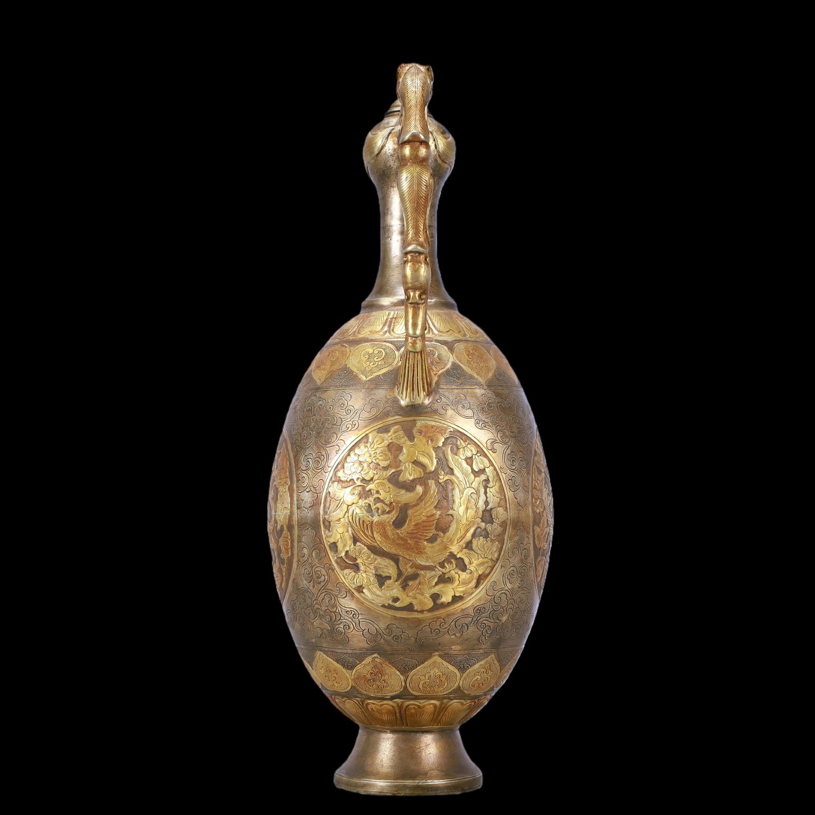 A Exquisite Gilt Silver Flower Pattern Auspicious Beast Pattern Ewer - 9