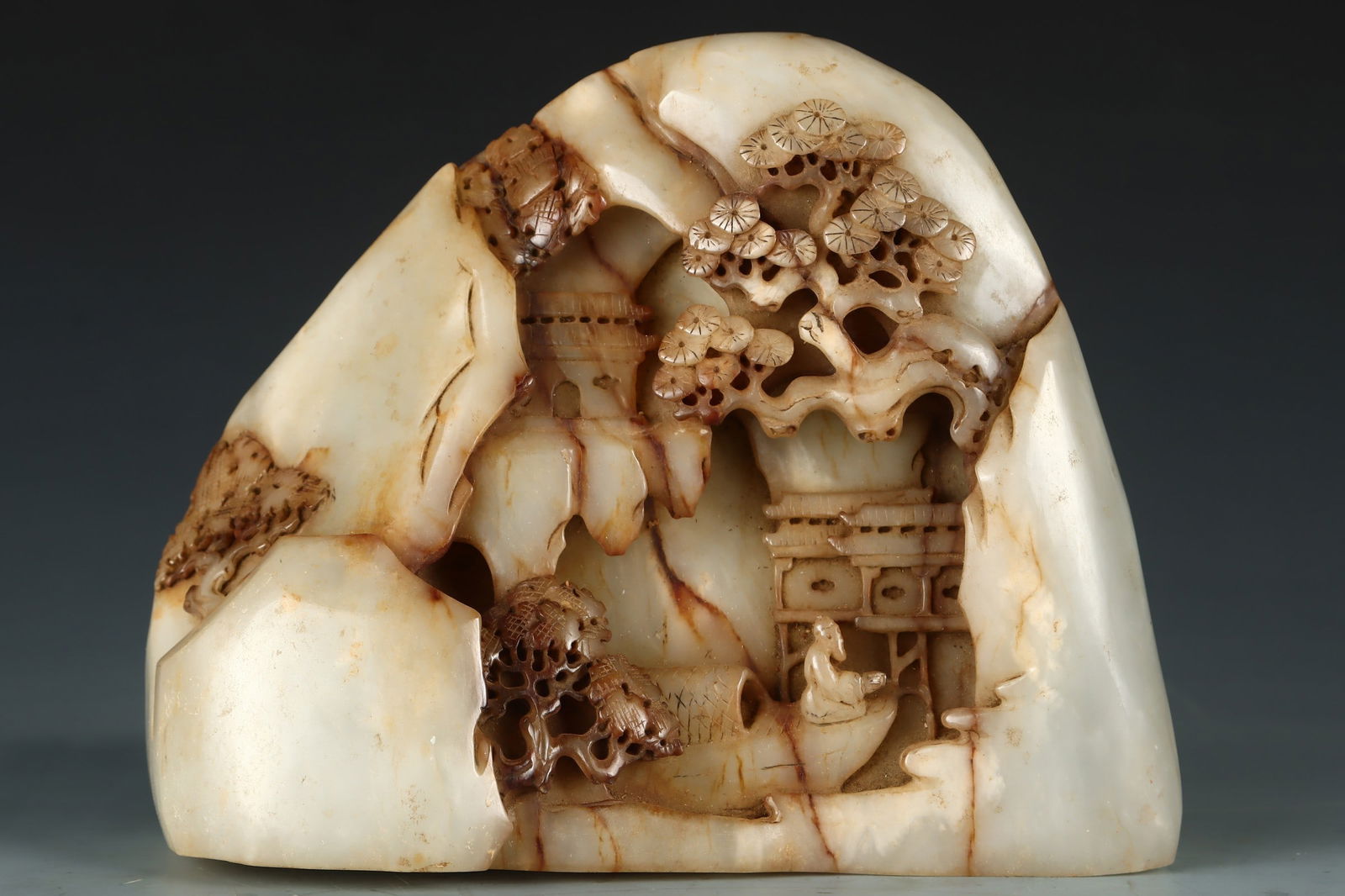 An Exquisite White Jade Character and Story Pattern Rockery Ornament: An Exquisite White Jade Character and Story Pattern Rockery Ornament Qing Dynasty, China Qianlong Four-character Mark Size:16cmx18cm Weight:2466g (The Dimensions Of All Batches Are Manually