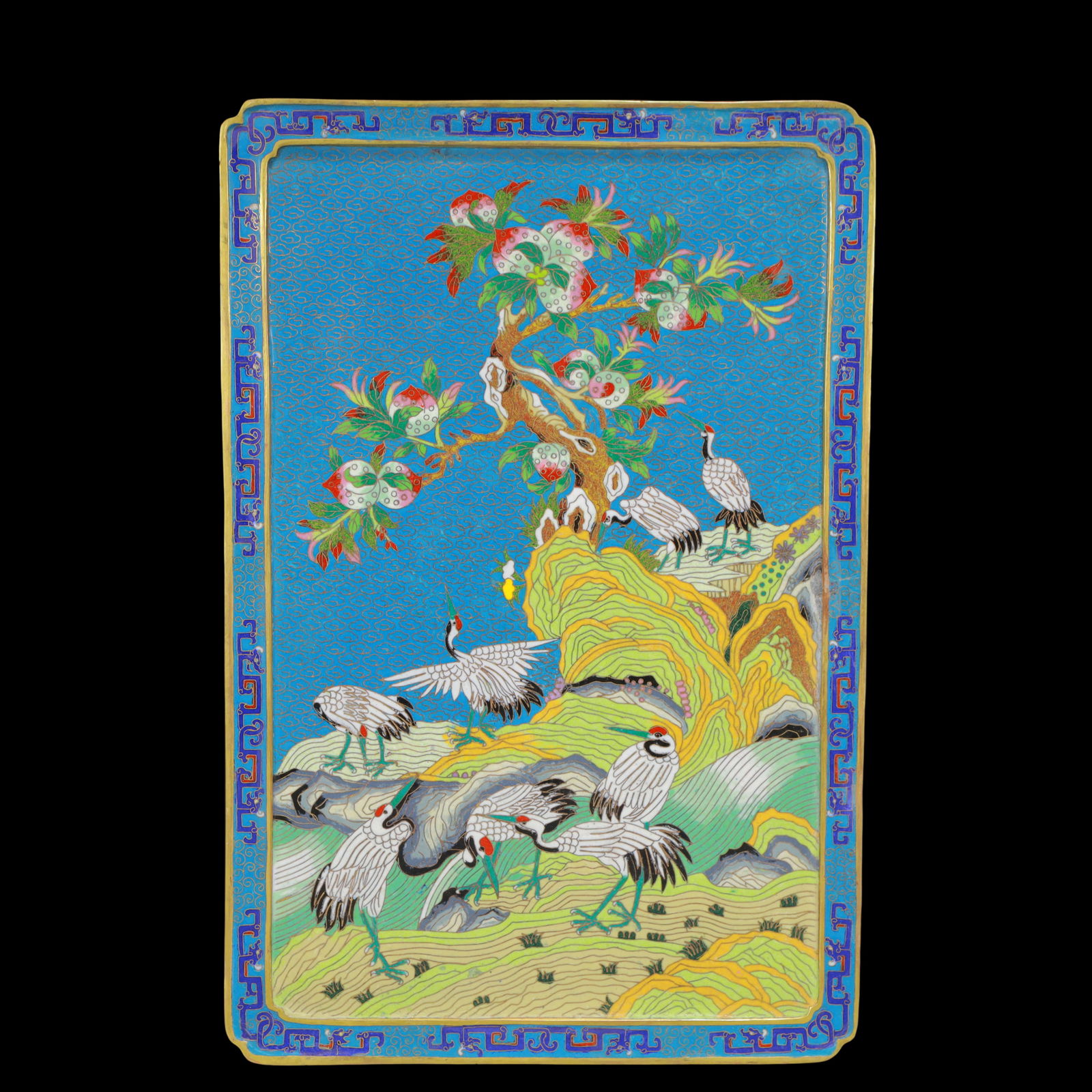 A Rare Cloisonne Pine and Crane Pattern Table Screen - 13