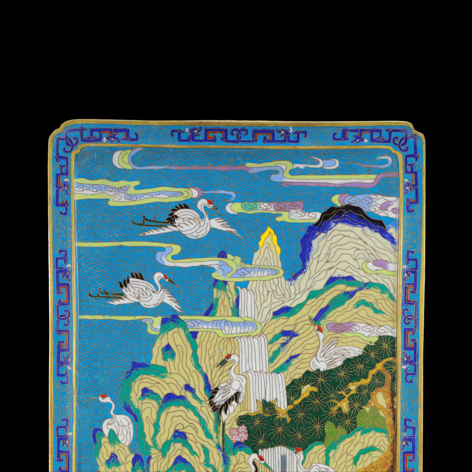 A Rare Cloisonne Pine and Crane Pattern Table Screen - 3