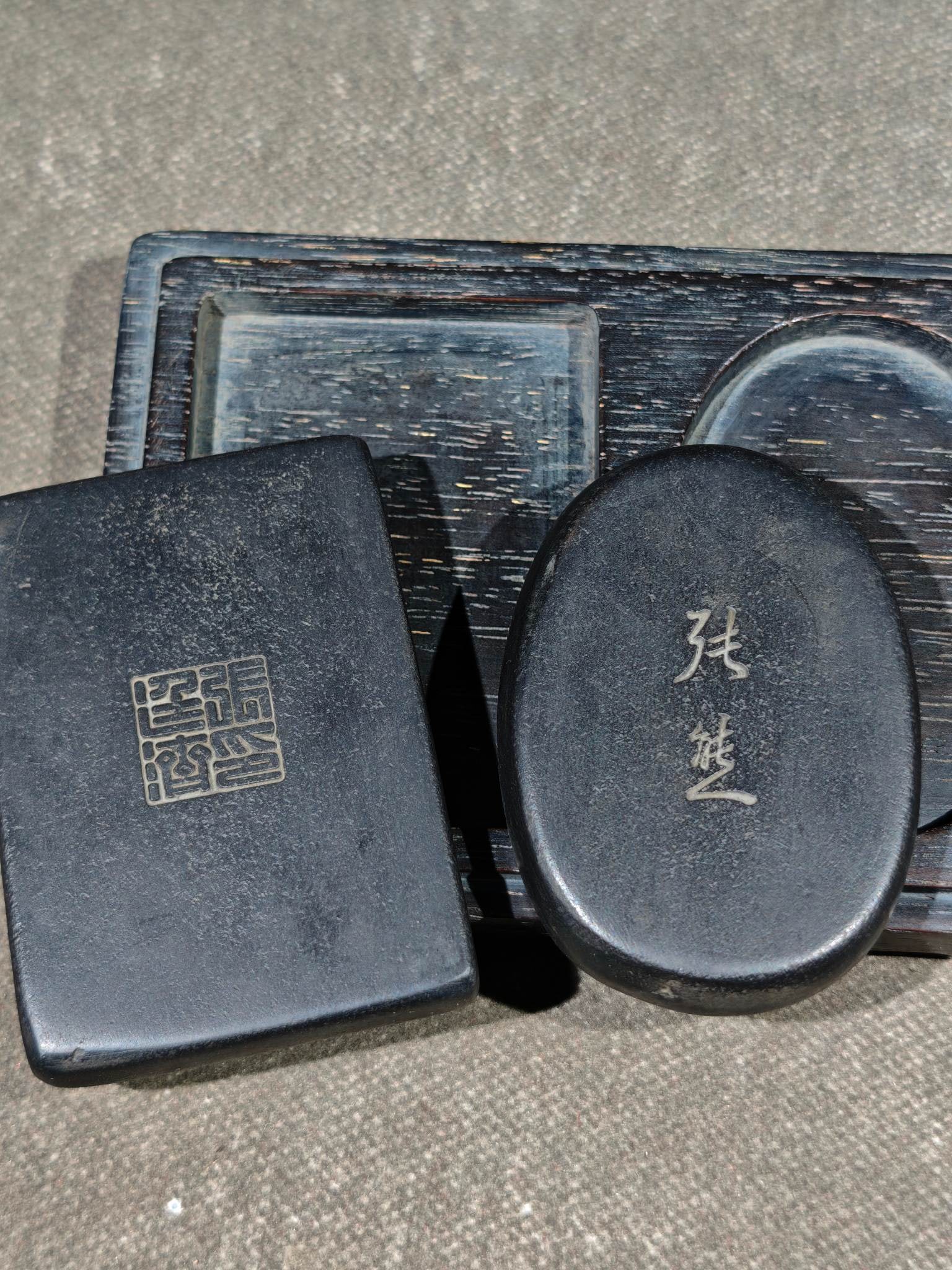 An Exquisite Bats Pattern with poem Inkstone - 6