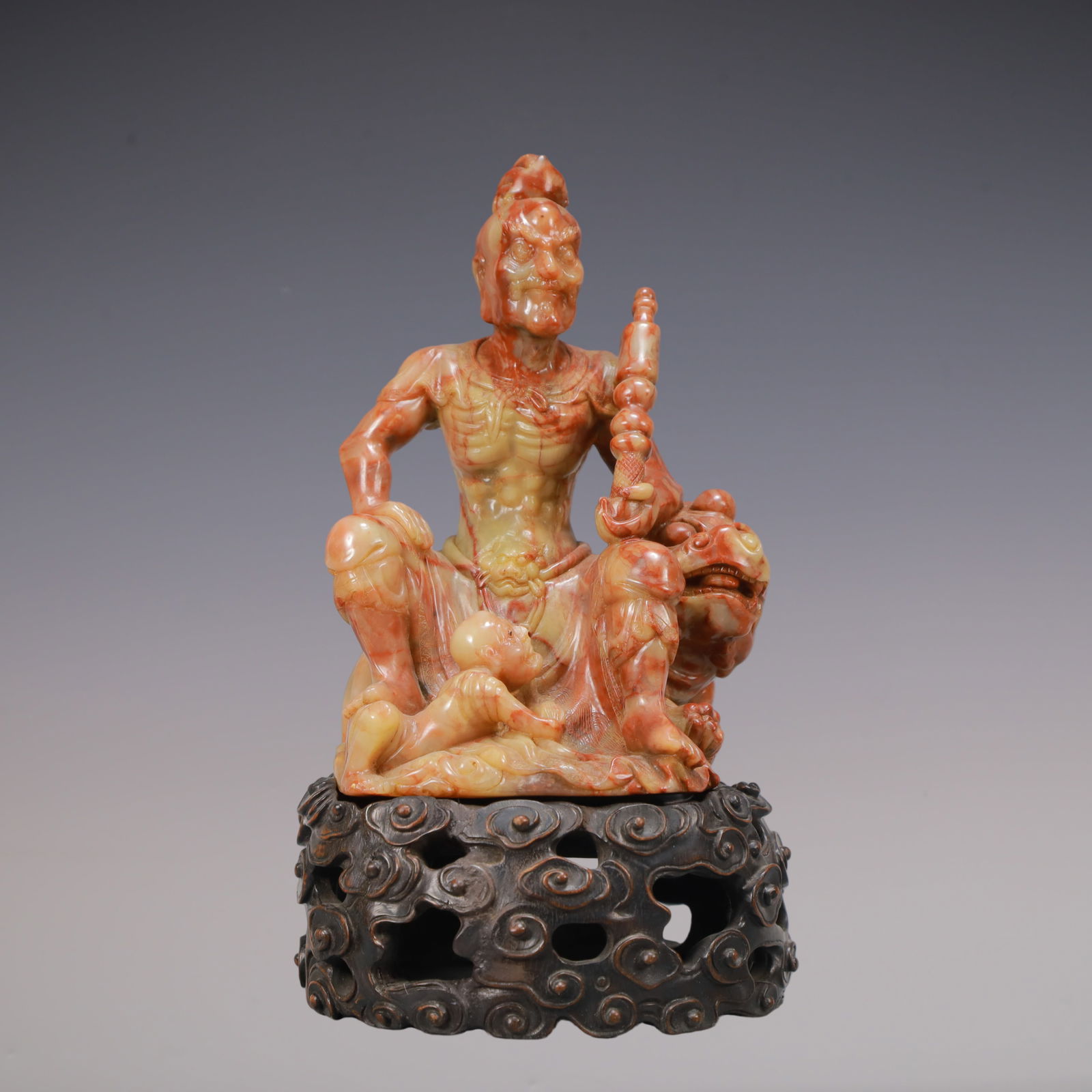 A Exquisite Shoushan Stone Statue of Arhat Ornament: A Exquisite Shoushan Stone Statue of Arhat Ornament Qing Dynasty, China Size:10cmx10.5cmx17.5cm Weight:1400g (The Dimensions Of All Batches Are Manually Measured.If You Need More Detailed
