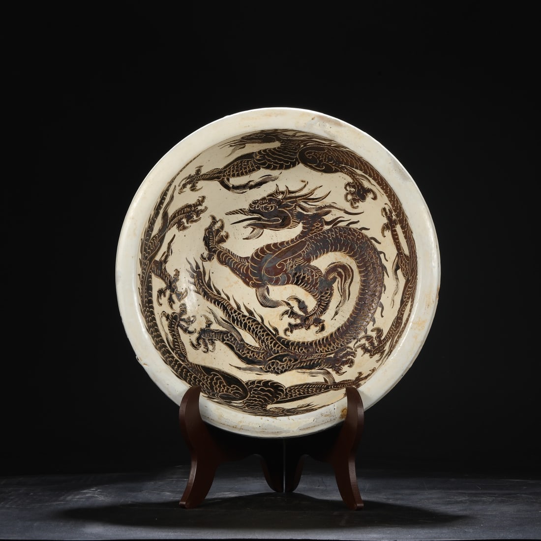 An Exquisite Yaozhou yao Dragon Pattern Basin - 4