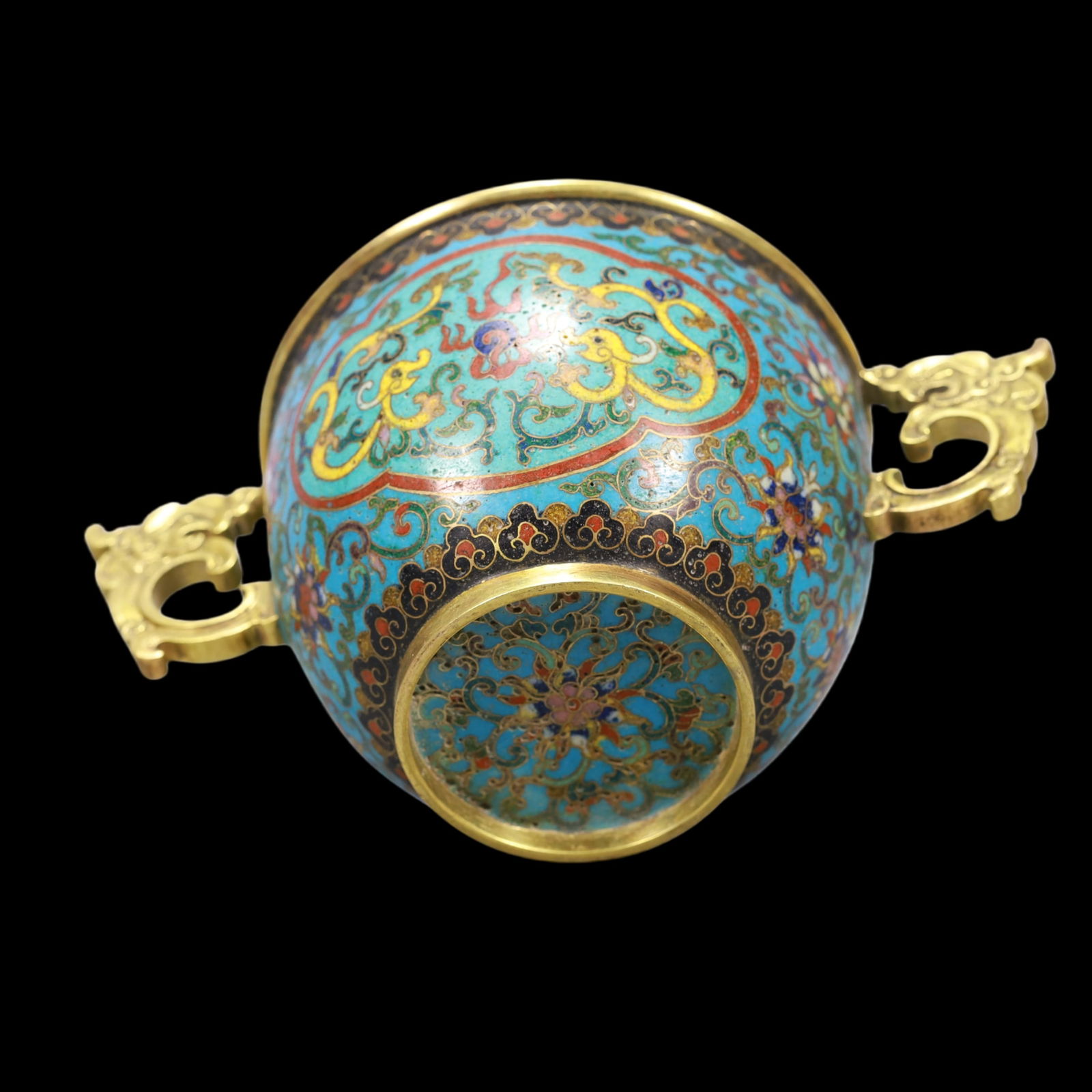 A Exquisite Cloisonne Lotus Pattern Dragon Pattern Double-Ears Cup - 8