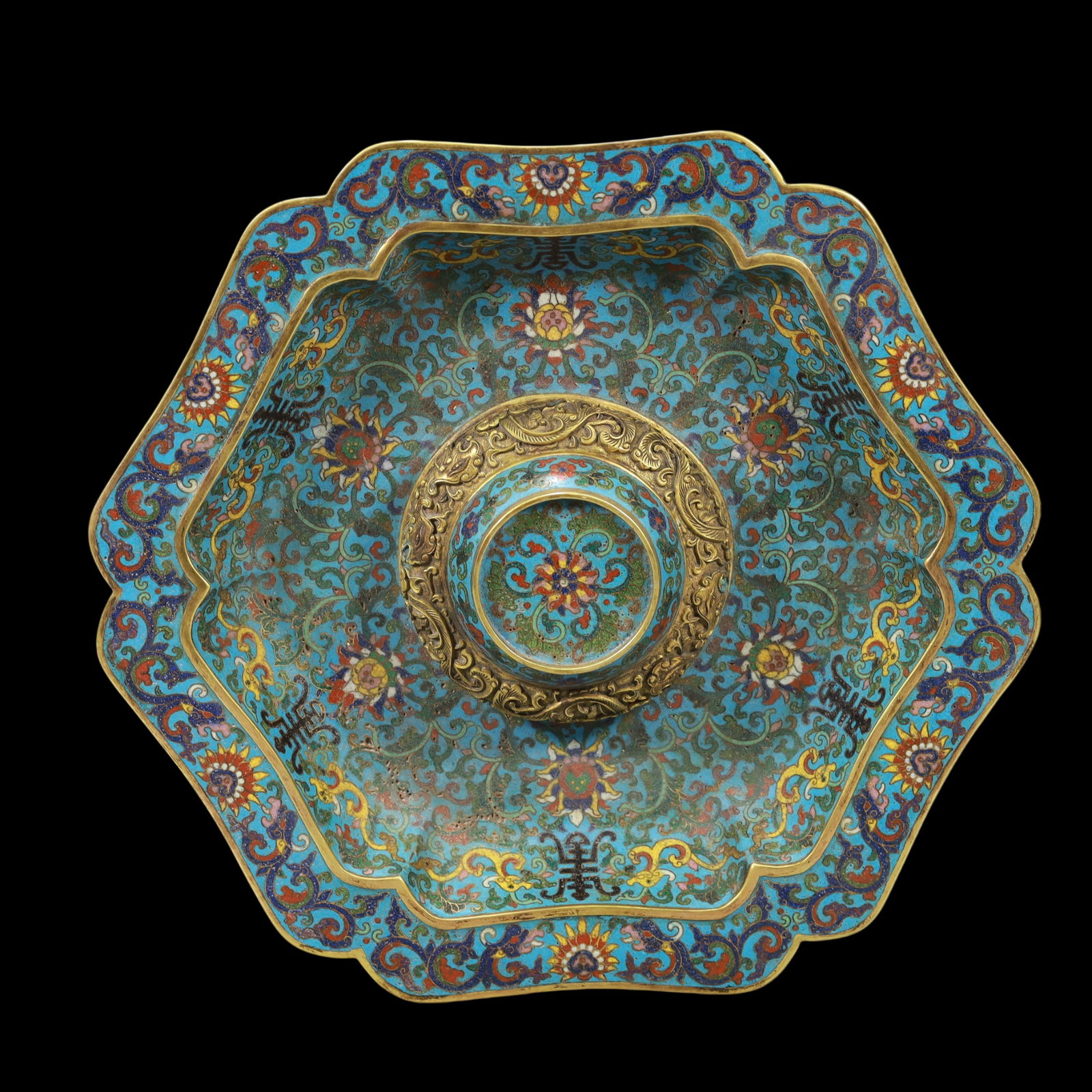 A Exquisite Cloisonne Lotus Pattern Dragon Pattern Double-Ears Cup - 9