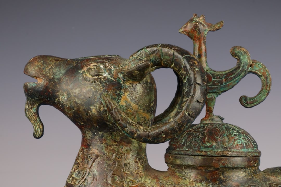 An Exquisite Bronze Beast-Face Pattern Sheep-Shaped Censer - 2
