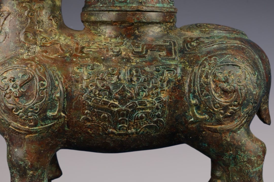 An Exquisite Bronze Beast-Face Pattern Sheep-Shaped Censer - 3