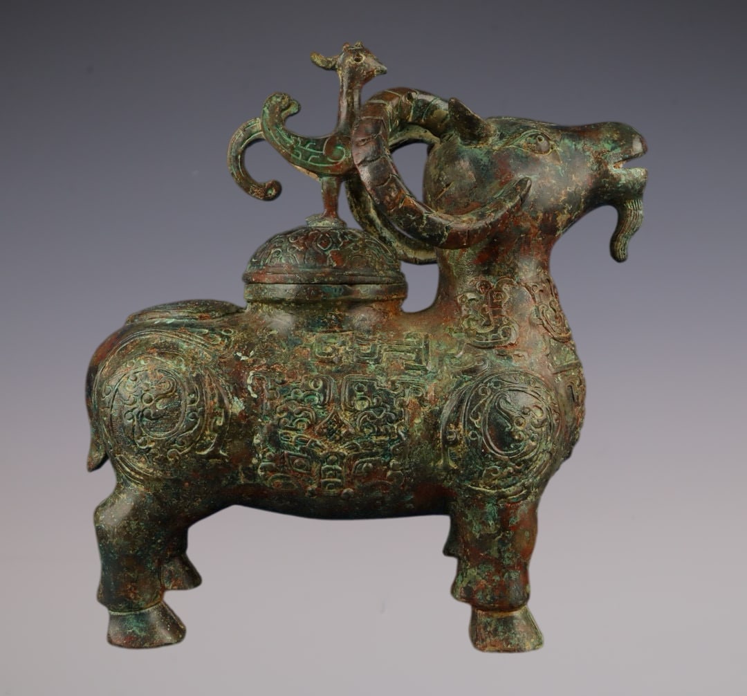 An Exquisite Bronze Beast-Face Pattern Sheep-Shaped Censer - 6