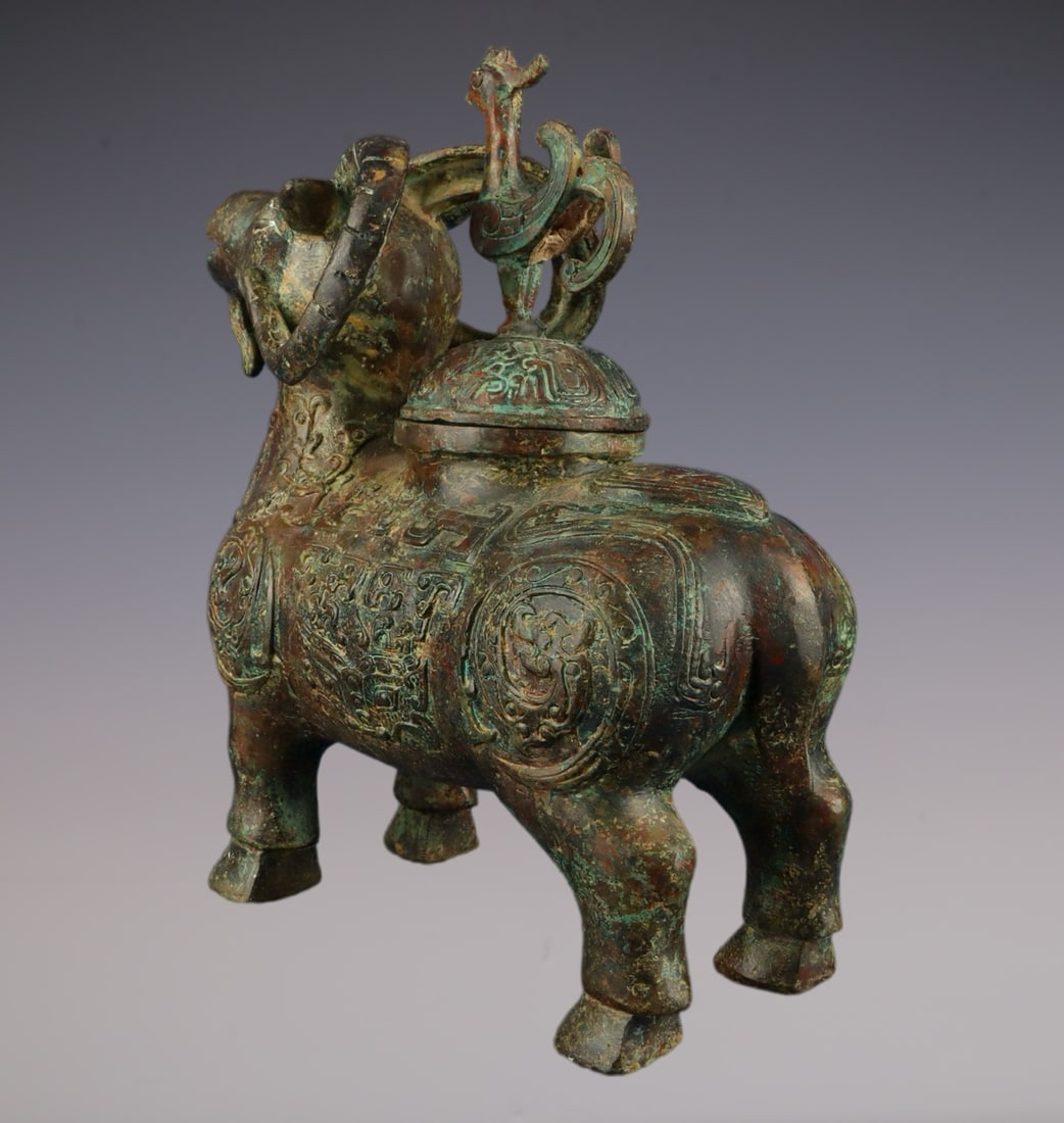 An Exquisite Bronze Beast-Face Pattern Sheep-Shaped Censer - 7