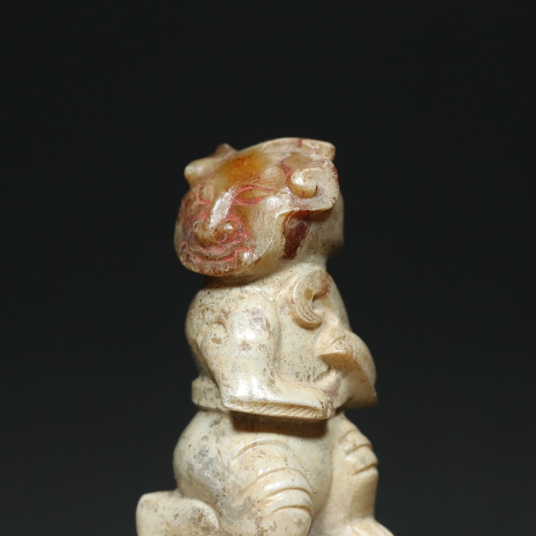 An Exquisite White Jade Figure Seal - 3