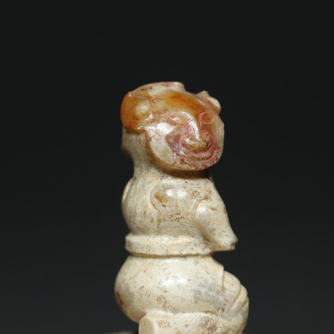 An Exquisite White Jade Figure Seal - 4
