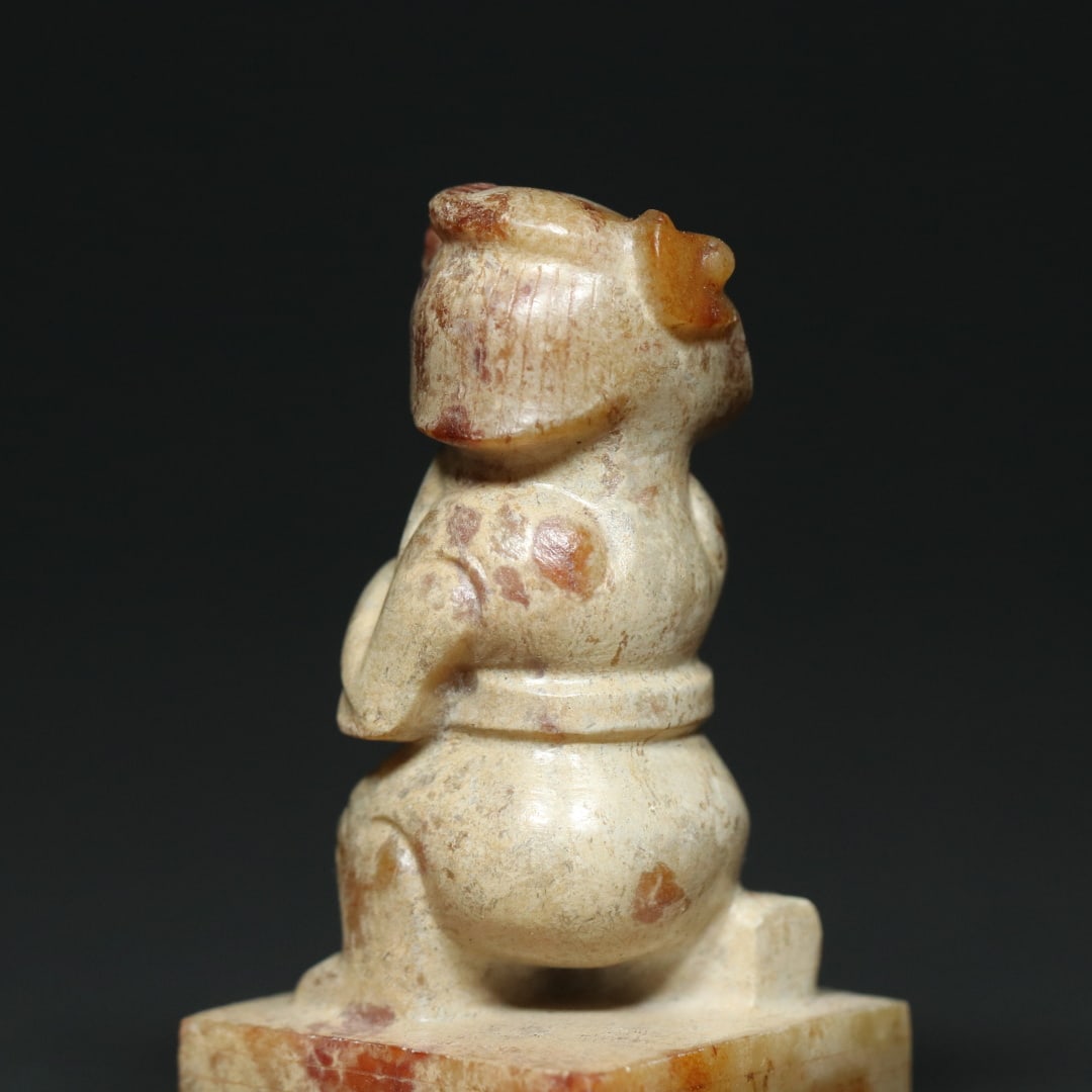 An Exquisite White Jade Figure Seal - 5