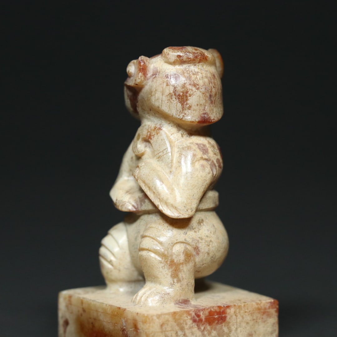 An Exquisite White Jade Figure Seal - 6