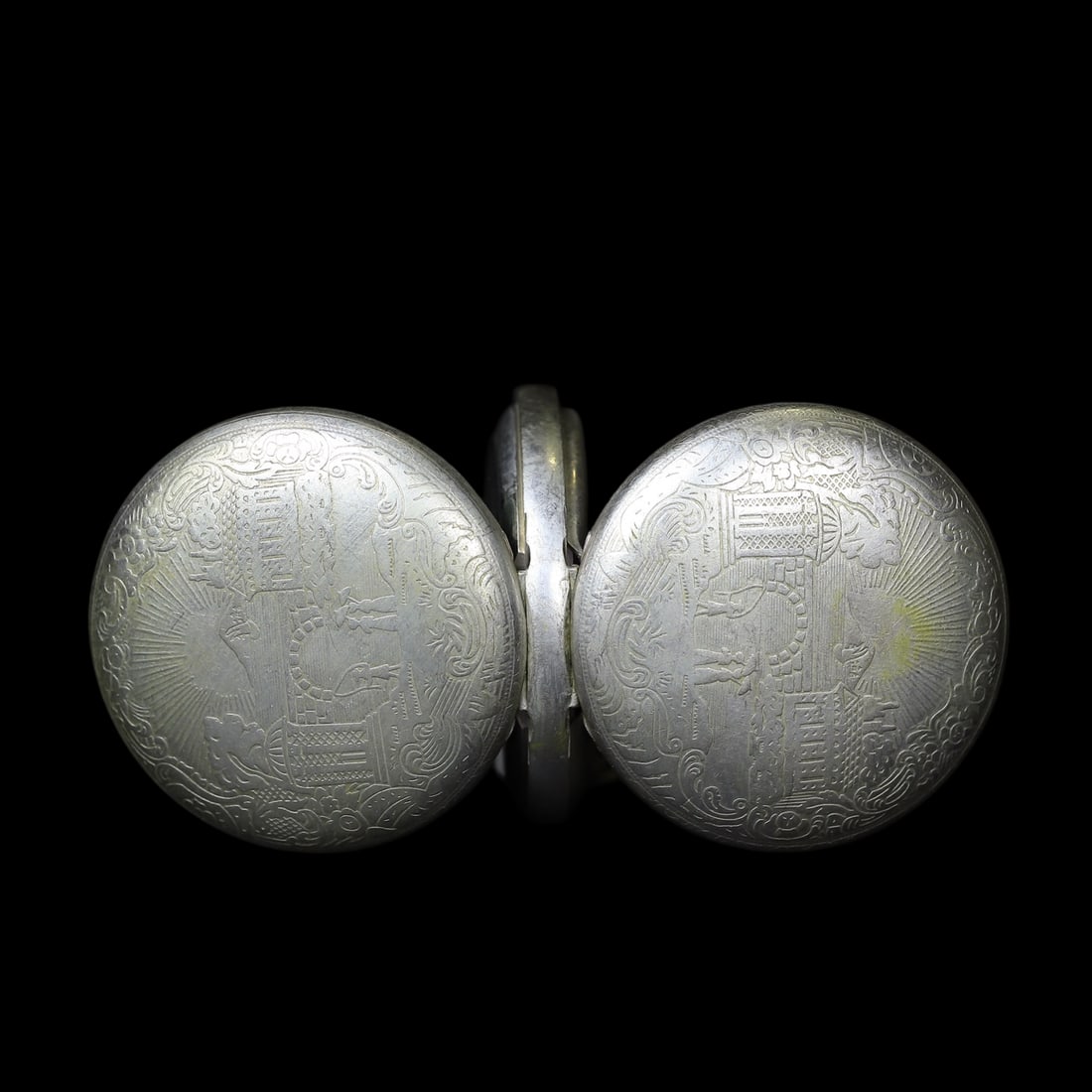 An Exquisite Silver Landscape and Figure Pattern Pocket watch - 9