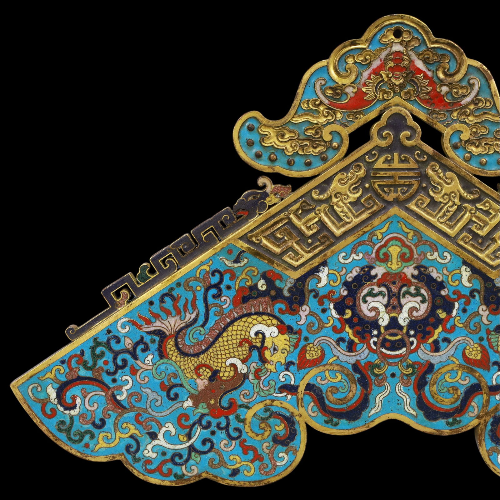 A Exquisite Cloisonne Bats and Peach Pattern Dragon Pattern Ornament - 2