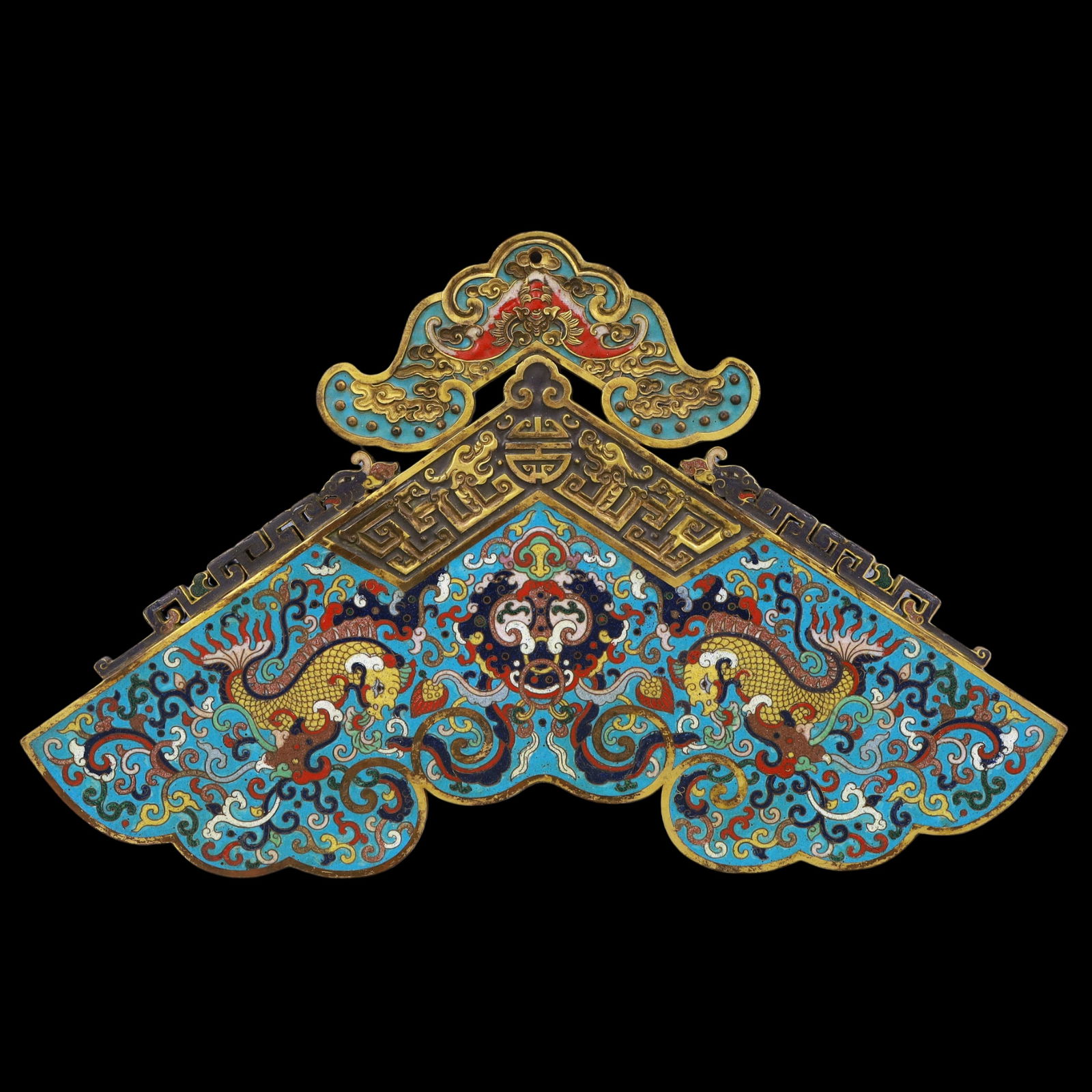 A Exquisite Cloisonne Bats and Peach Pattern Dragon Pattern Ornament - 4